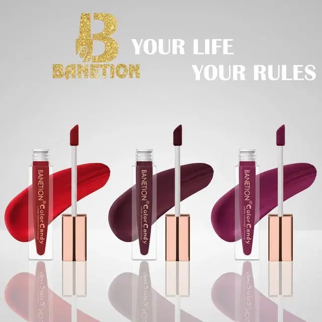 Banetion Supermatte Sensational Glam Lipsticks, Pack Of 3, 12 ml