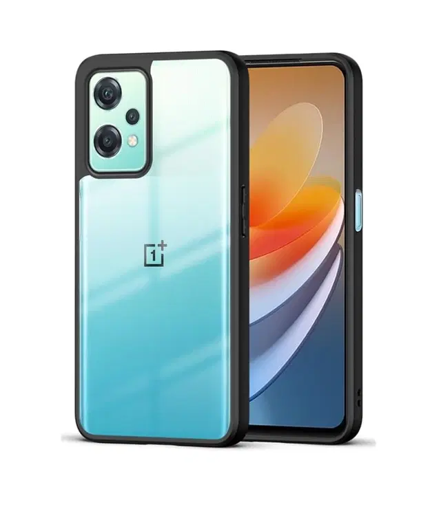 Aramid Fiber Transparent Hybrid Hard Bumper Mobile Back Cover for OnePlus Nord CE 2 Lite 5G, Black