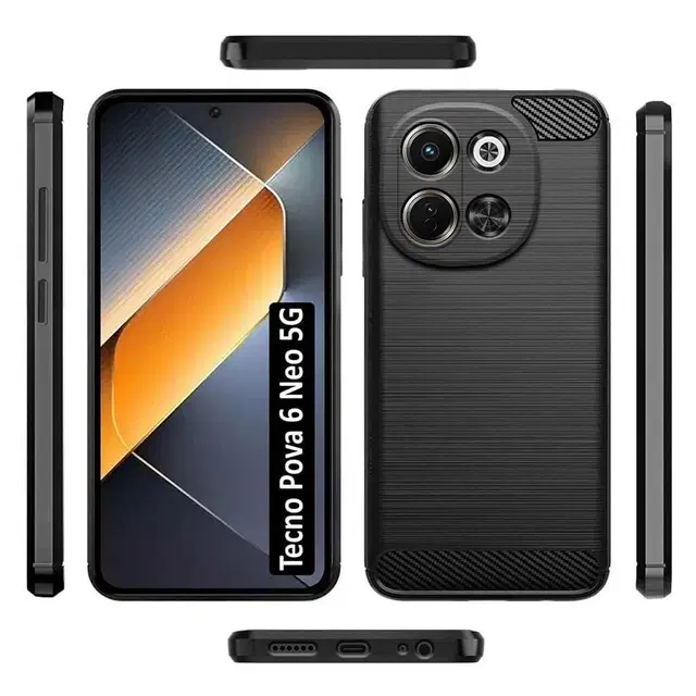 Rubber Mobile Back Cover for Tecno Pova 6 Neo 5G (Black)