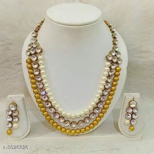 Trendy Kudan & Alloy Women'S Jewellery Set, White