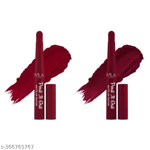 Mila Beauté Pout It Out Lip Crayon Lipstick Long Lasting wear|With Jojoba & Avocado Oil|Pack Of 2|1.25 g | Tiana 104, BlOSSOM 120