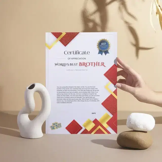 World Best Brother Certificate Award