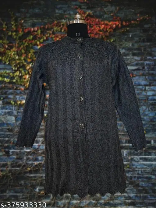 Woolen Solid Sweater for Women (Dark Grey, Free Size)