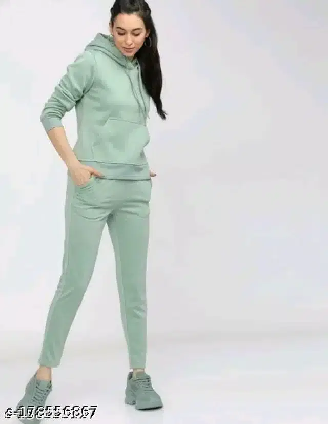 Full Sleeves Hooded Sweatshirt for Women (Mint Green, S)