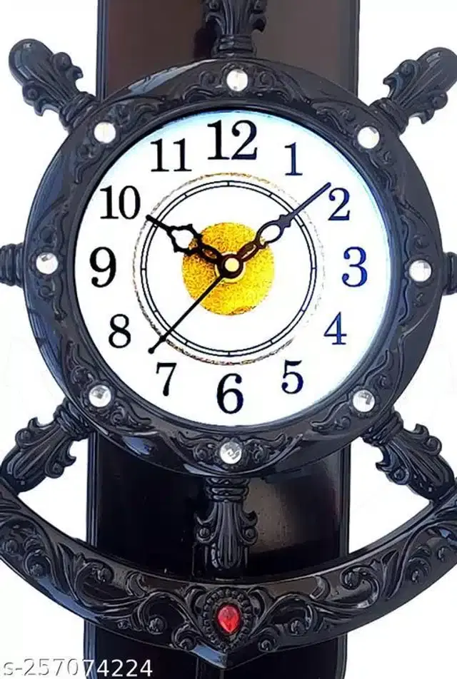 Analog Wall Clock, Black, 35x26 cm