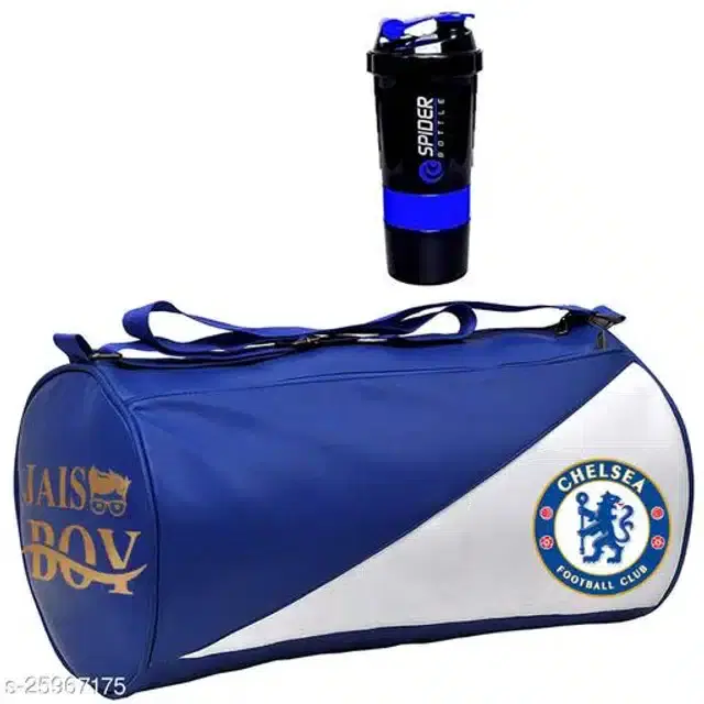 Combo of Gym Bag with Shaker Bottle, 400 ml, Multicolor, Set of 2