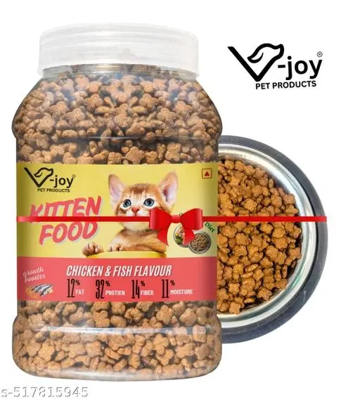  Ocean Fish, Sardine, and Mackerel Kitten Dry Cat Food With Bowl ,450g, (Pack Of 1)