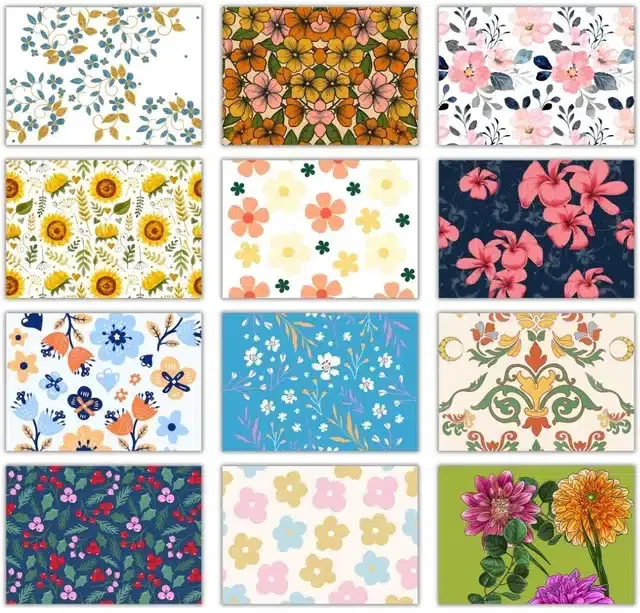 Designer Blank Greeting Cards, Multicolor, Pack of 12