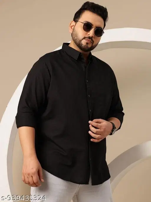 Solid Shirt for Men (Black, M)