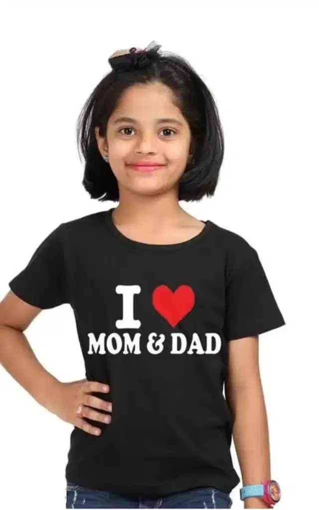 Half Sleeves T-Shirt for Girls (Black, 9-12 Months)