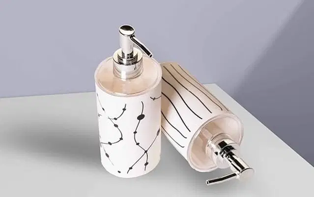 Plastic Long Lasting Liquid Soap Dispenser, White, 350 ml, Pack of 2