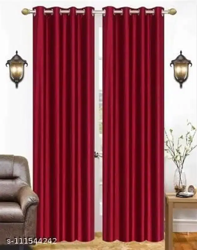 Curtains for Door, Maroon, 7 feet, Pack of 2