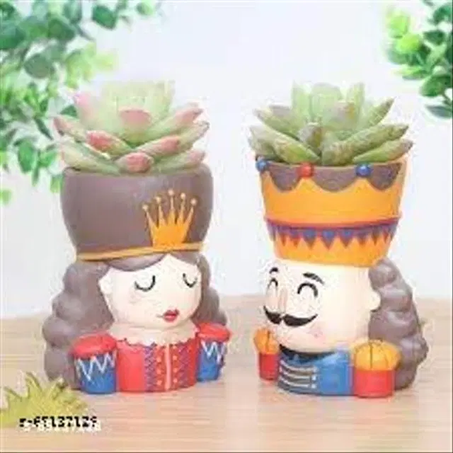 Ceramic Decorative Plant Holder for Home Decor, Multicolor, Pack of 2
