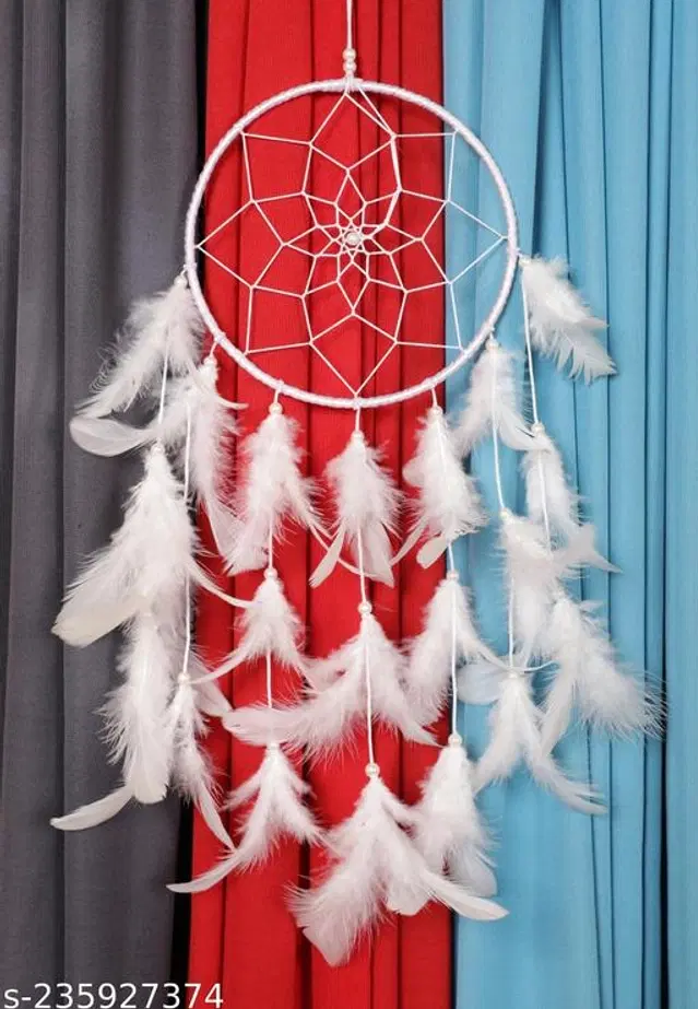 Feather Wall Hanging Dream Catcher, White