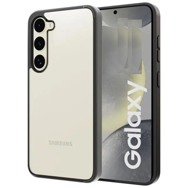 Aramid Fiber Transparent Hybrid Hard Bumper Mobile Back Cover for Samsung Galaxy S23, Black