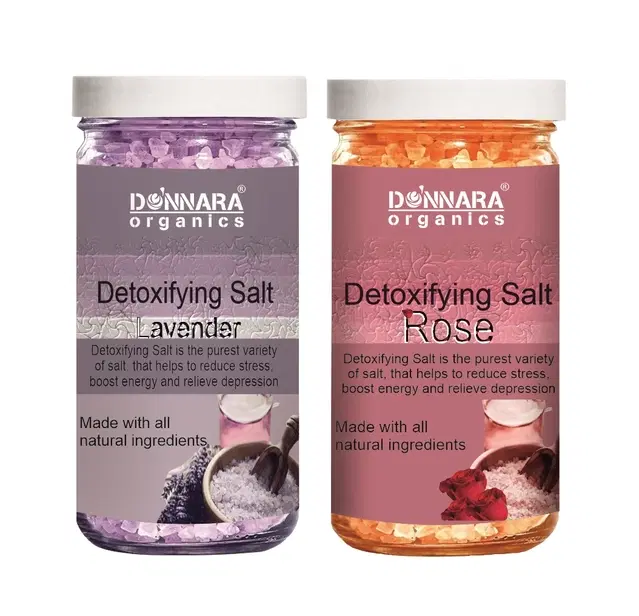 Donnara Organics Lavender & Rose Detoxifying Bath Salt Crystal, 200 g, Set of 2
