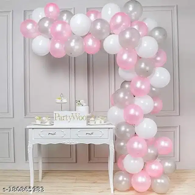 Balloons for Decoration, Pink & White, Pack of 100