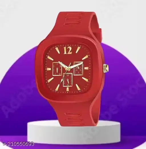 Kids Analog Watches Red Silicon (Free Size)