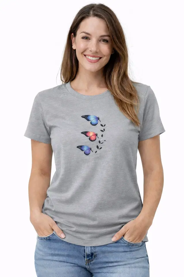 Cotton Blend Printed T-shirt for Men, Grey (S)