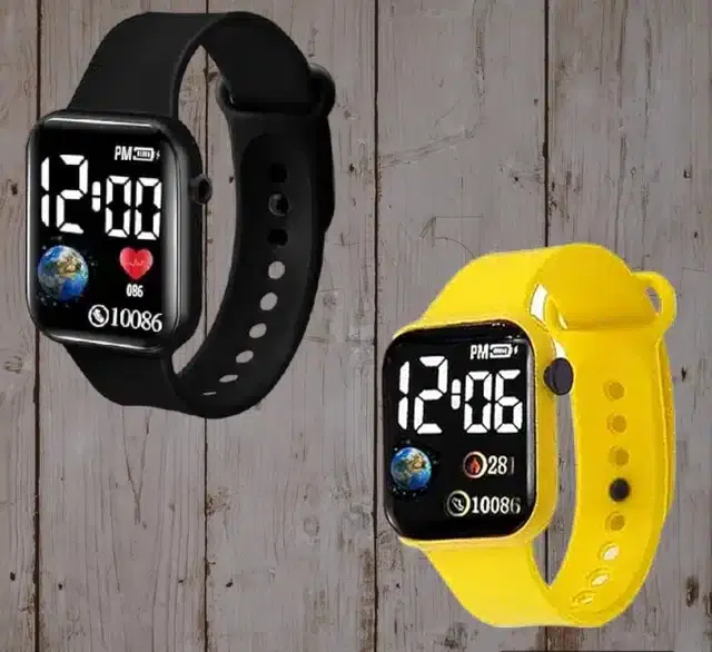 Digital Watch for Men & Women, Pack of 2 (Multicolor)