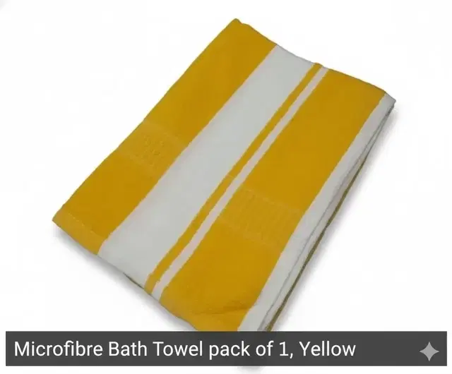 Microfibre Cabana Bath towel pack of 1, Yellow