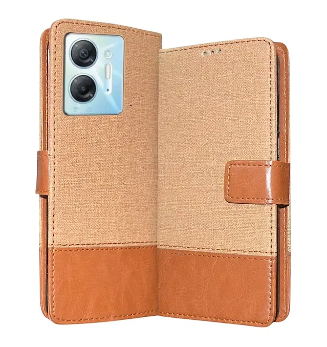 Artificial Leather Mobile Flip Cover for Infinix X6832 / Hot 30 5G, Brown