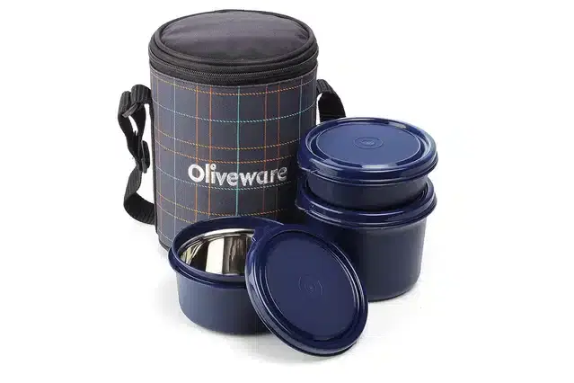 Oliveware Airtight Lunch Box, Blue, Set of 1