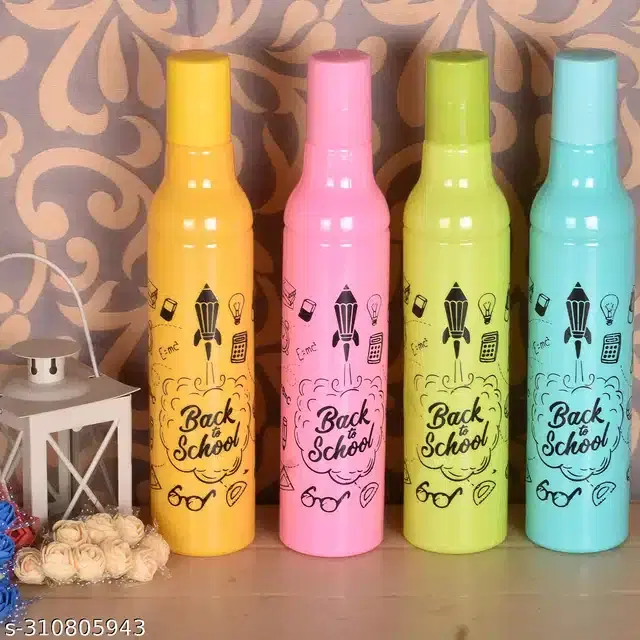 Plastic Water Bottles Set, Pack of 4, Multicolor, 500 ml
