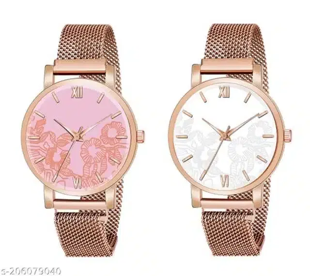 Analog Watch for Women, Pack of 2 (Multicolor)