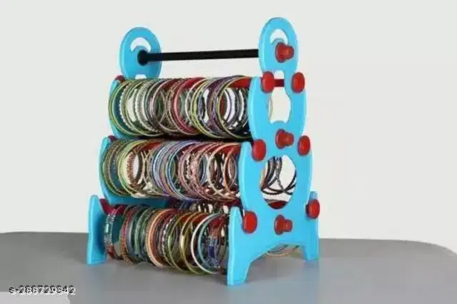 Plastic Bangles Stand, Sky Blue & Black