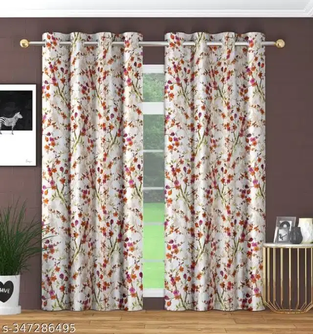 Polyester Curtain for Door, Multicolor, 6 Feet