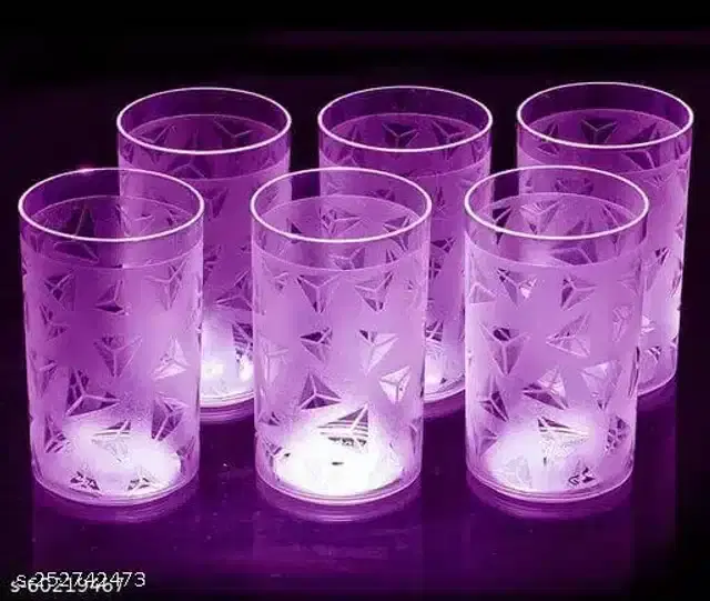 Plastic Drinking Glass, Purple, Pack of 6