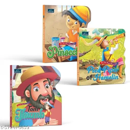 Fairy Tale Shaped Board Book | Pinocchio, The Pied Piper of Hamelin, and Tom Thumb | for kids | classic story books | (Set of 3)