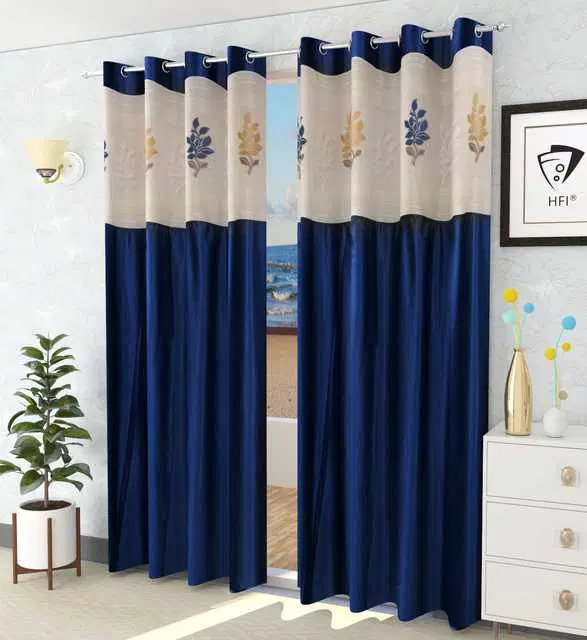 Homefab Polyester Curtains, Navy Blue, 5 Feet, HF-213