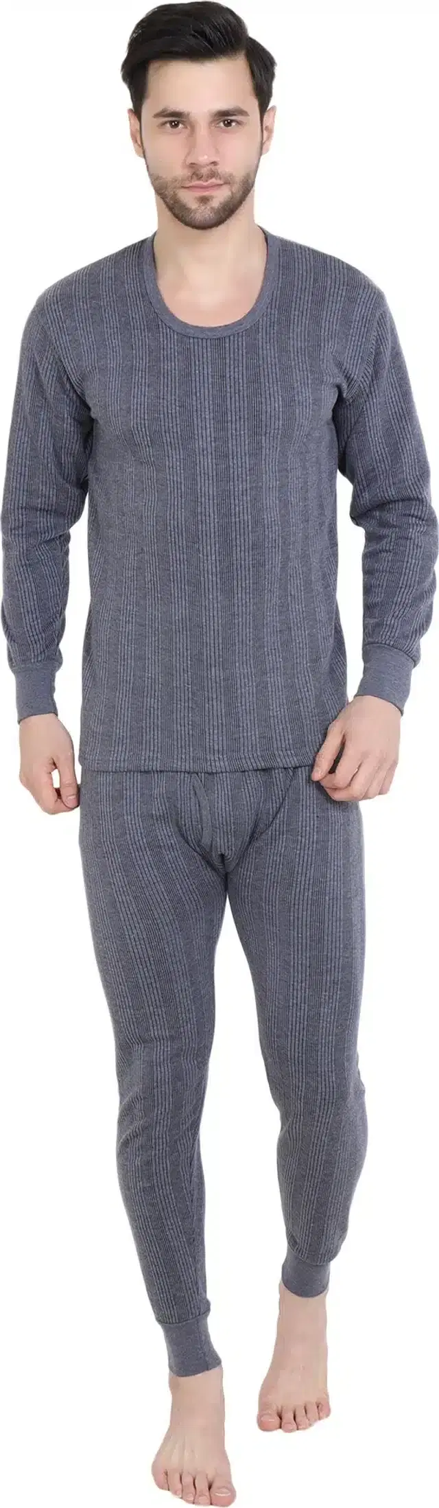 Polycotton Thermal Set for Men (Grey, XL)