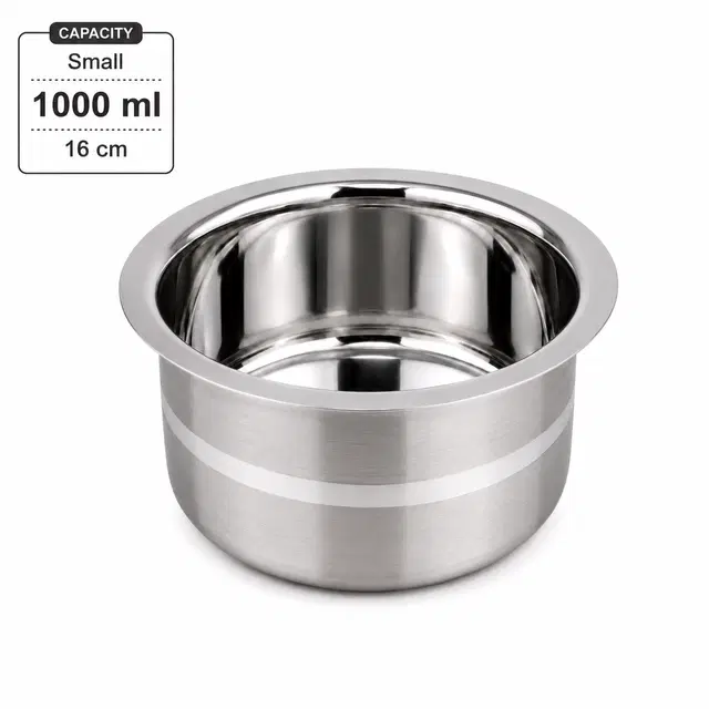 TerraHome Steel Silver Touch Milk Pots/Tope/Patila 1000 ml