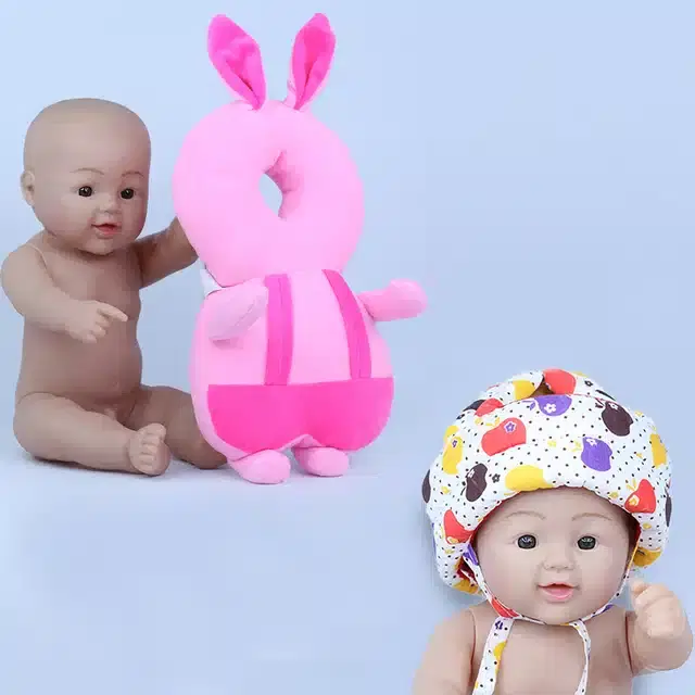 Infants Head & Back Safety Protector Pillow and Safety Helmet, Pack of 2 (Multicolor)