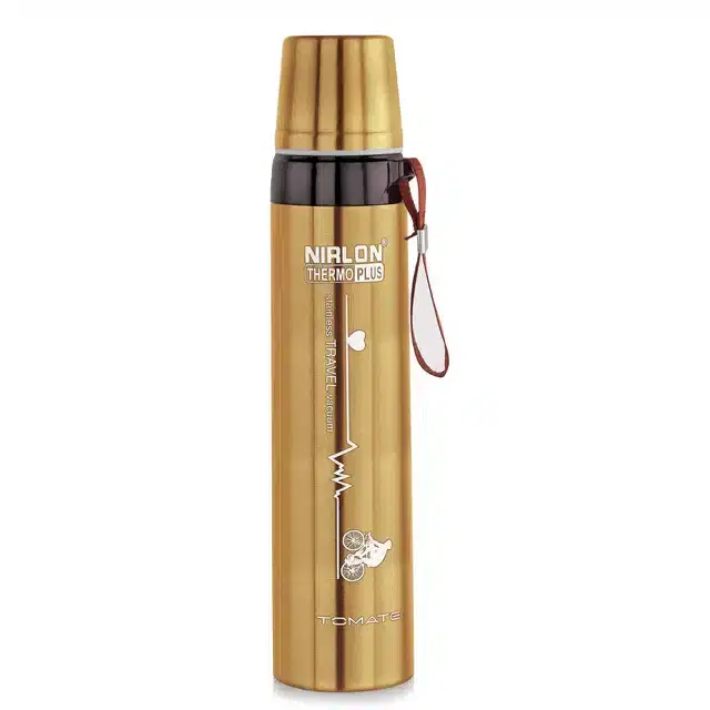 Stainless Steel Double Wall Vacuum Insulated Water Bottle, Gold, 1000 ml