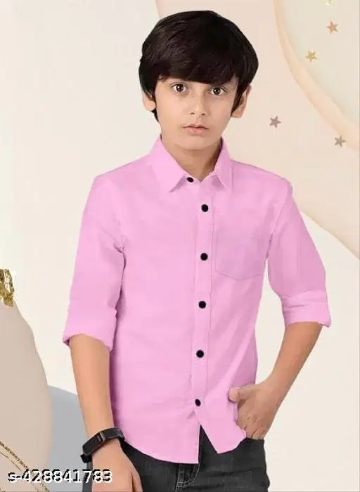 Solid Cotton Kurta Set for Boys (Pink, 12-13 Years)