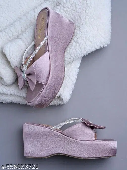 Embellished Wedge Heels for Women (Purple, 10-11 Years)