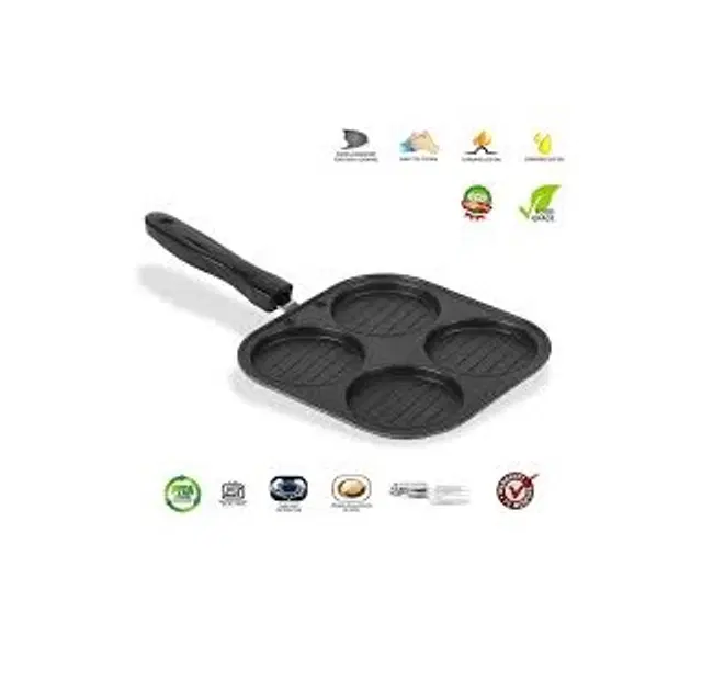 Aluminium 4 Section Appam Maker, Black