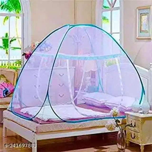 Polyester Mosquito Net, White & Blue, 7x7 Feet