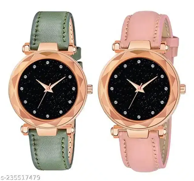 Analog Watch for Women, Pack of 2 (Multicolor)