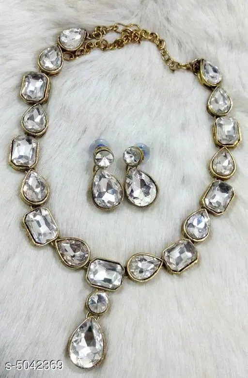 Shimmering Glittering Jewellery Set for Women & Girls, White