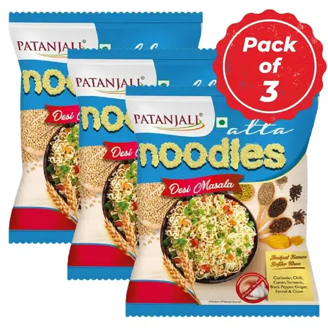 Patanjali Atta Noodles Desi Masala 60 g (Set of 3)