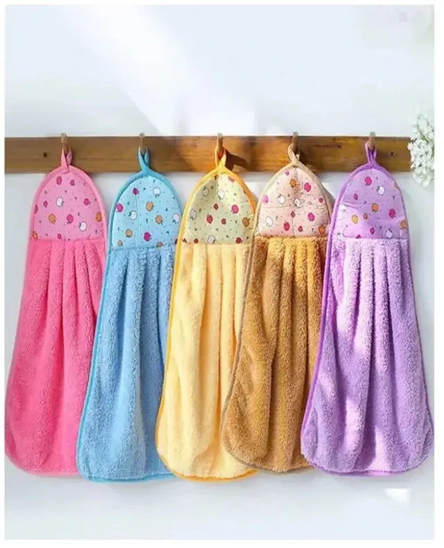 Microfibre Solid Hand Towels, Multicolor, Pack of 5