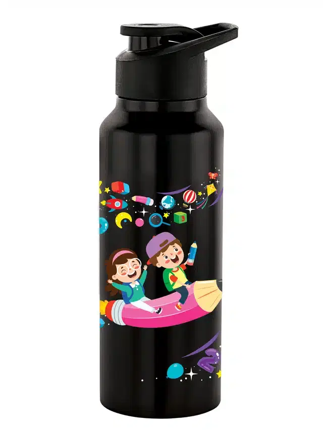 Stainless Steel Insulated Single Wall Water Bottle, Black, 750 ml