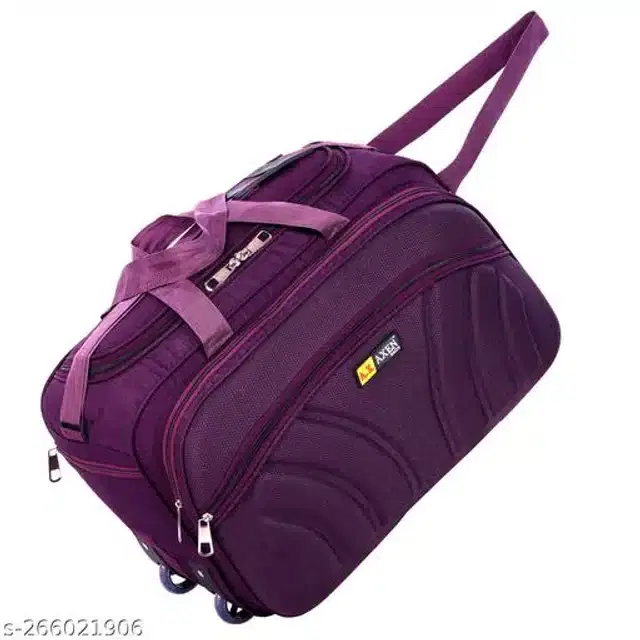 Polyester Trolley Duffel Bag for Men & Women, Purple