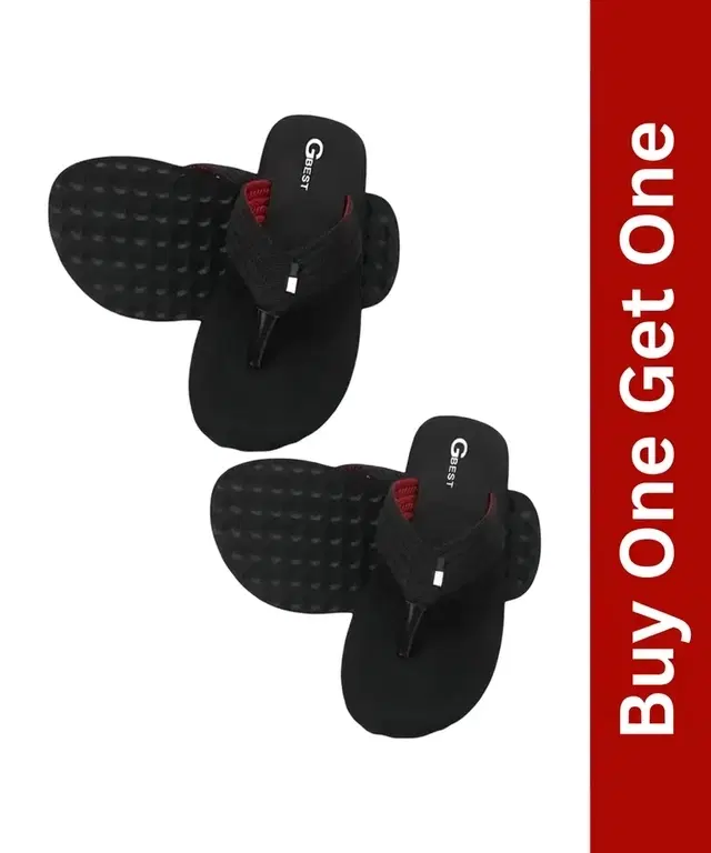 Extra Comfort Slippers for Men, Buy 1 Get 1, Black (8)