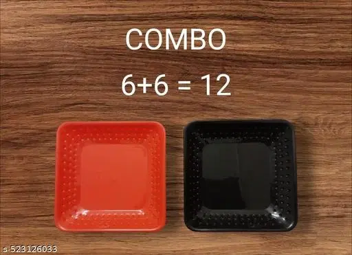 Plastic Plates for Kitchen, Multicolor, Pack of 12